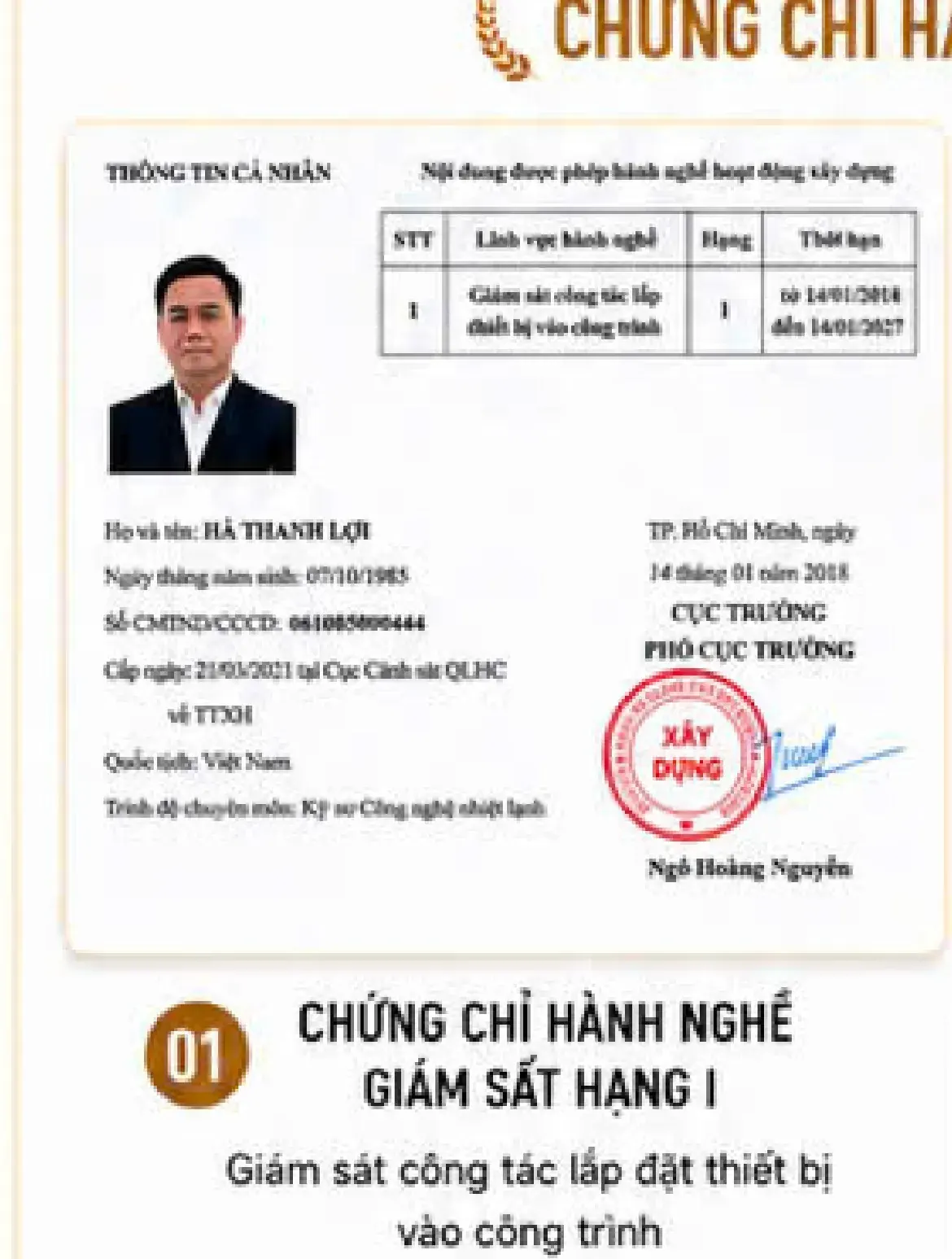 Chứng chỉ Giám sát thi công hạng I
